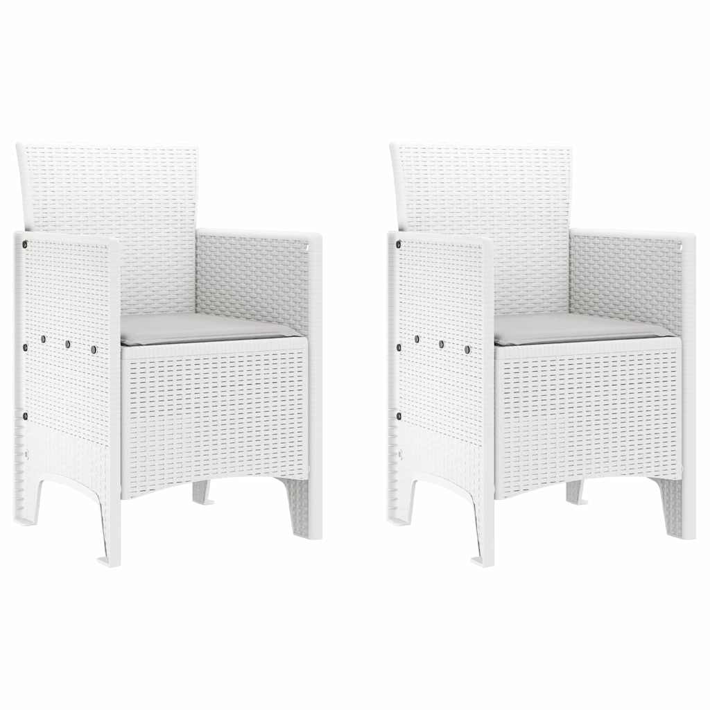 Set da Pranzo per Giardino 3 pcs Bianco Rattan Polt - homemem39