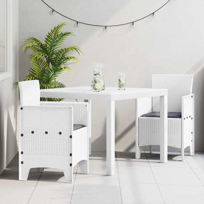 Set da Pranzo per Giardino 3 pz Bianco Polipropilene