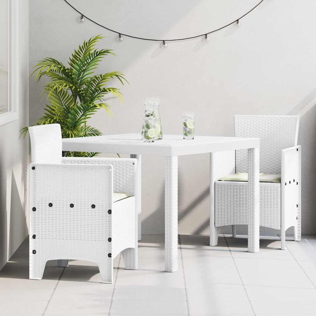 Set da Pranzo per Giardino 3 pz Bianco Polipropilene | homemem39