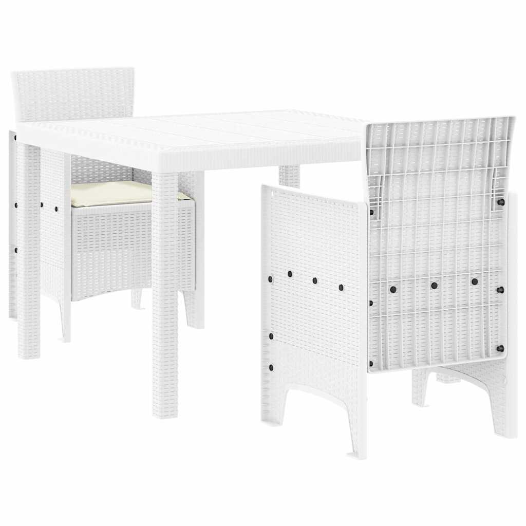 Set da Pranzo per Giardino 3 pz Bianco Polipropilene | homemem39