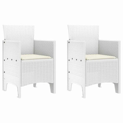 Set da Pranzo per Giardino 3 pcs Bianco Rattan Polt - homemem39