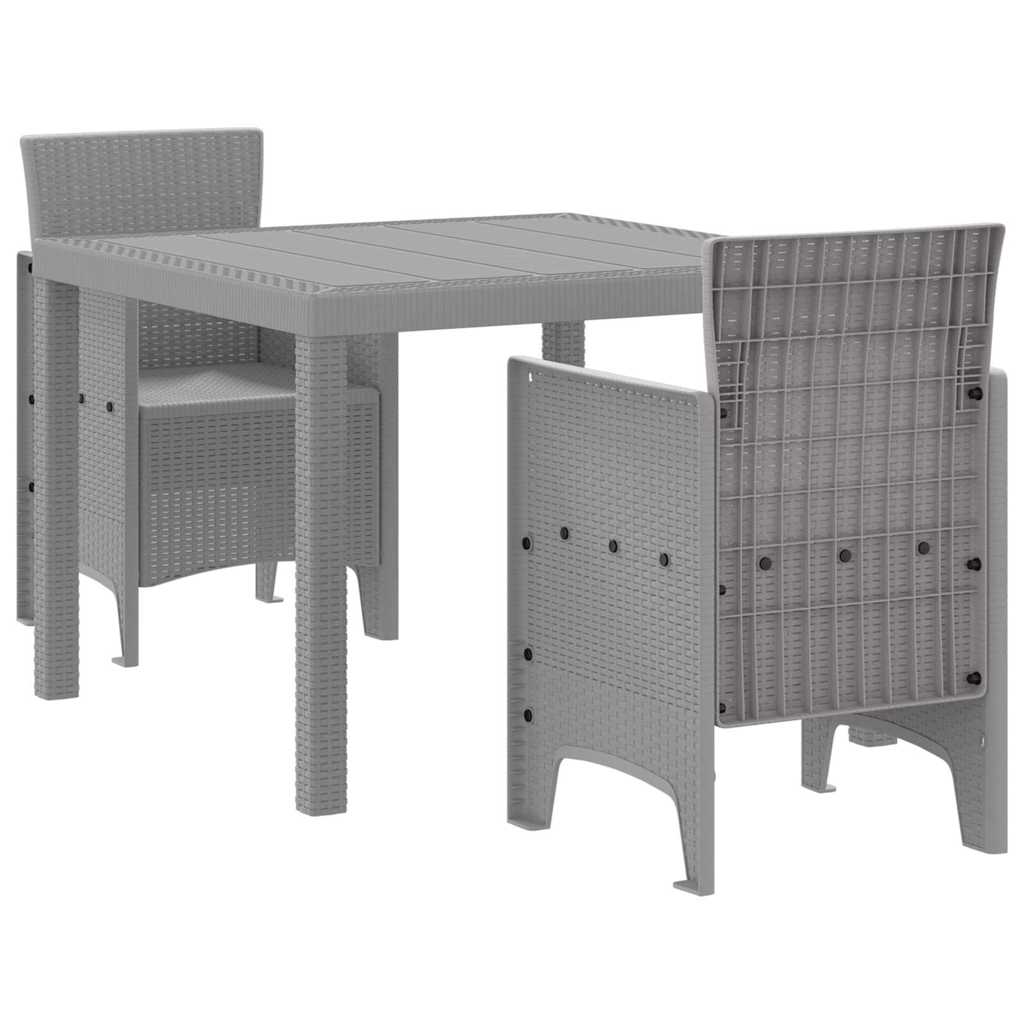 Set da Pranzo per Giardino 3 pcs Grigio chiaro Rattan Polt