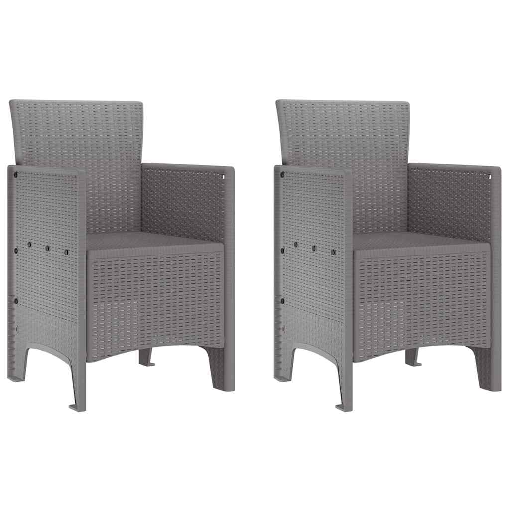 Set da Pranzo per Giardino 3 pcs Grigio chiaro Rattan Polt