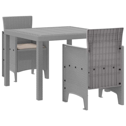 Set da Pranzo per Giardino 3 pcs Grigio chiaro Rattan Polt - homemem39