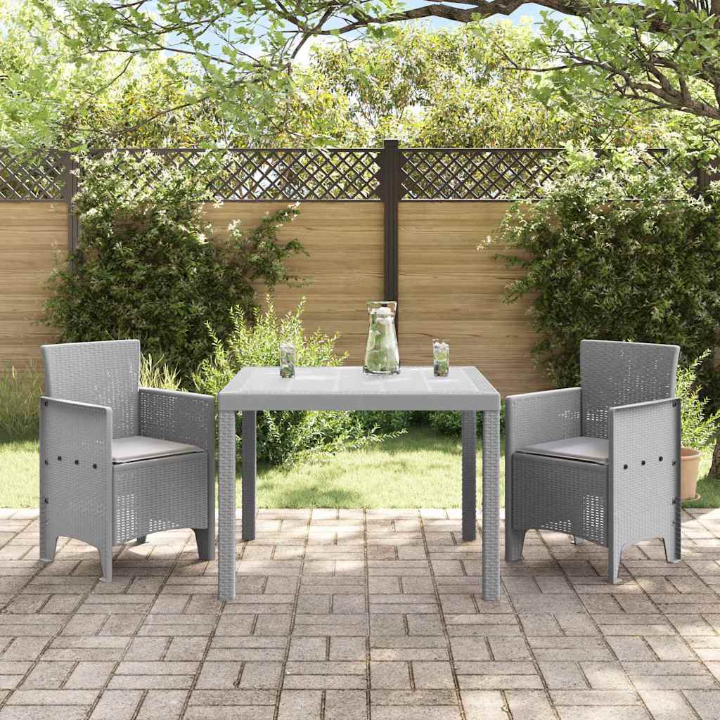Set da Pranzo per Giardino 3 pcs Grigio chiaro Rattan Polt - homemem39