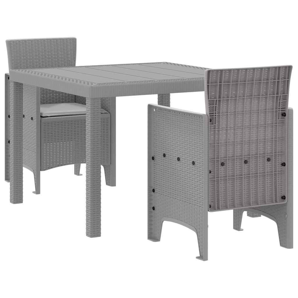 Set da Pranzo per Giardino 3 pz Grigio chiaro Polipropilene