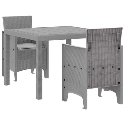 Set da Pranzo per Giardino 3 pcs Grigio chiaro Rattan Polt - homemem39