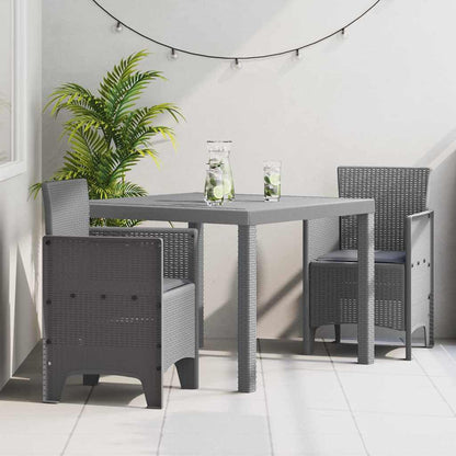 Set da Pranzo per Giardino 3 pcs Grigio chiaro Rattan Polt - homemem39