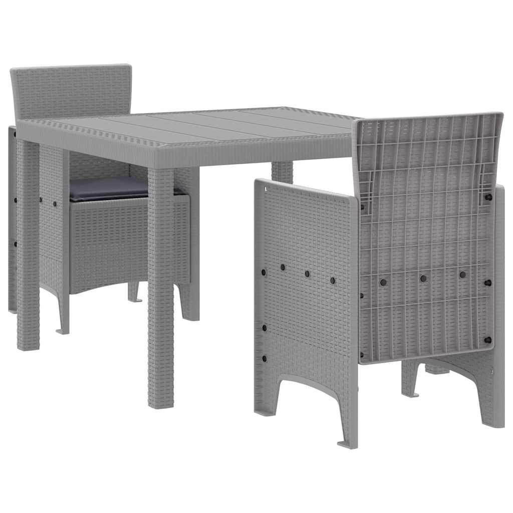 Set da Pranzo per Giardino 3 pcs Grigio chiaro Rattan Polt - homemem39
