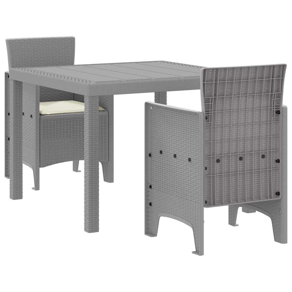Set da Pranzo per Giardino 3 pcs Grigio chiaro Rattan Polt - homemem39