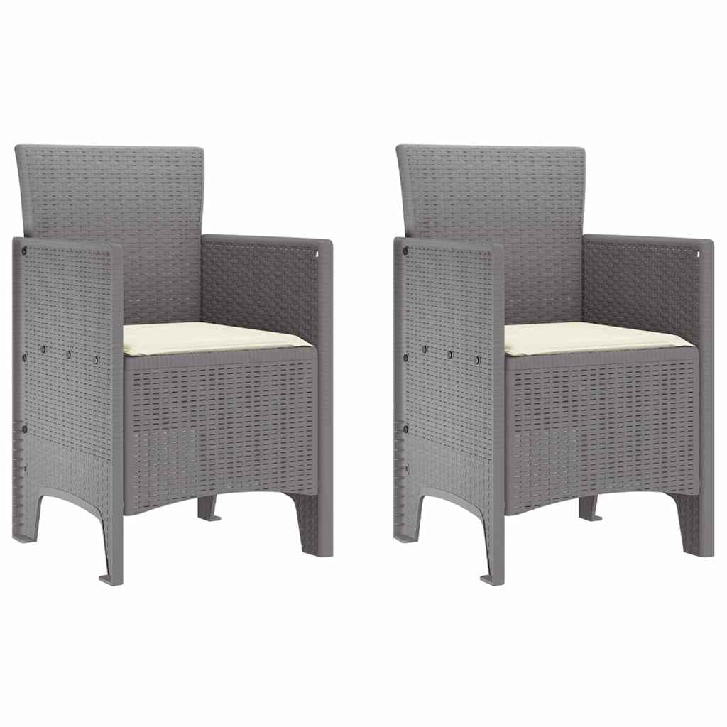 Set da Pranzo per Giardino 3 pcs Grigio chiaro Rattan Polt - homemem39