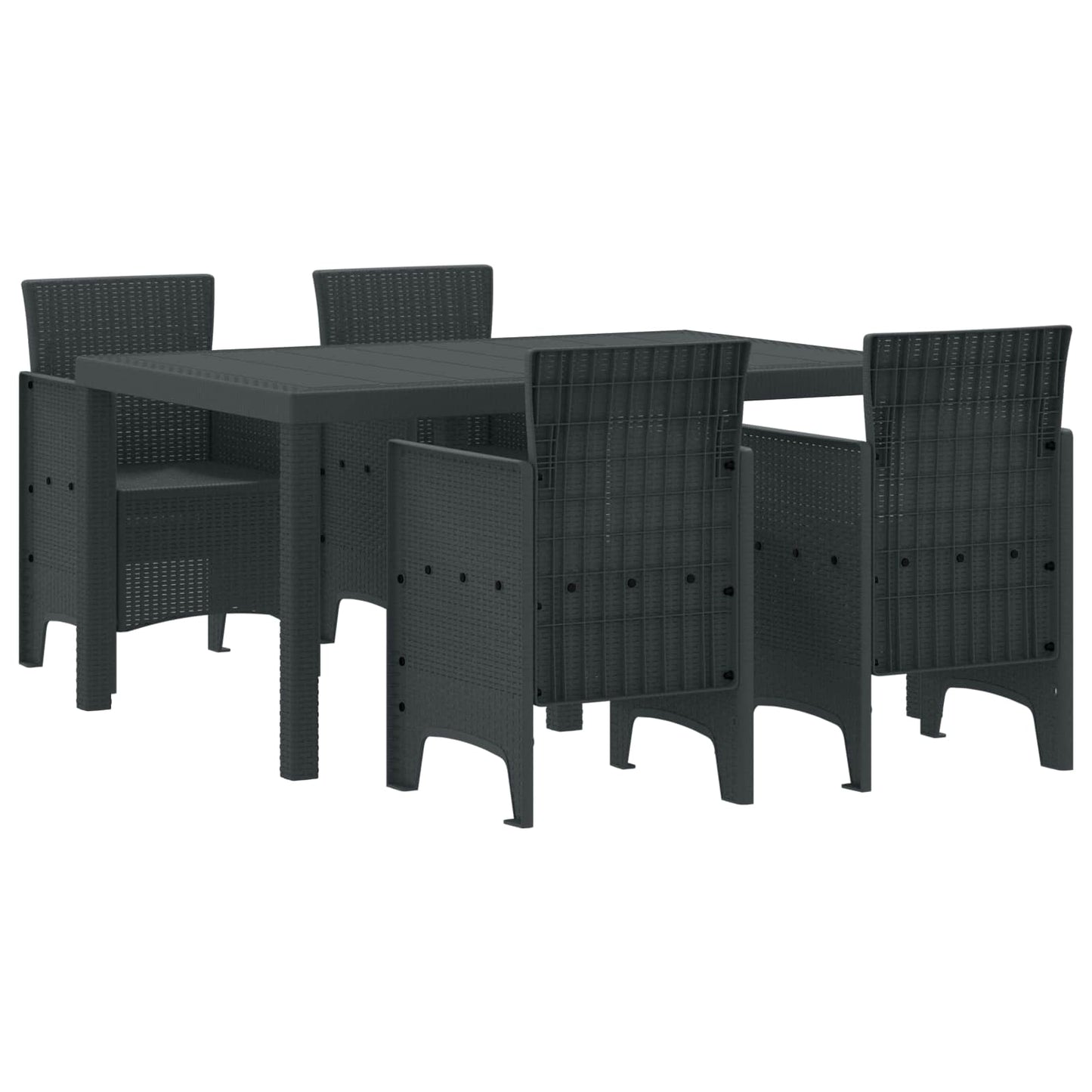 Set da Pranzo per Giardino 5 pcs Antracite Rattan Polt | homemem39