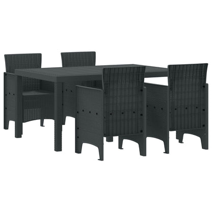 Set da Pranzo per Giardino 5 pcs Antracite Rattan Polt | homemem39