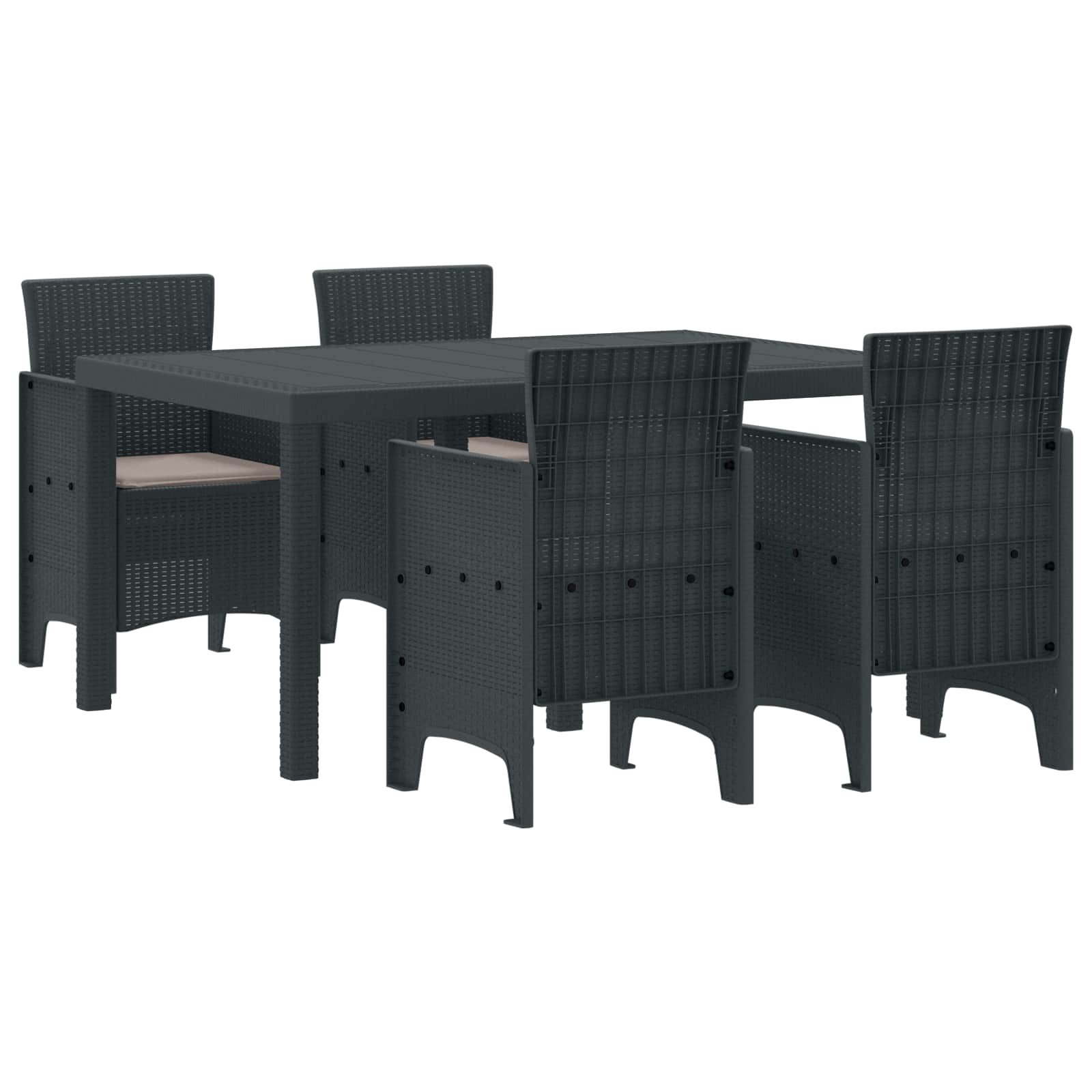 Set da Pranzo per Giardino 5 pcs Antracite Rattan Polt | homemem39