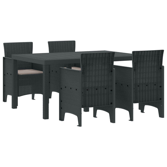 Set da Pranzo per Giardino 5 pcs Antracite Rattan Polt