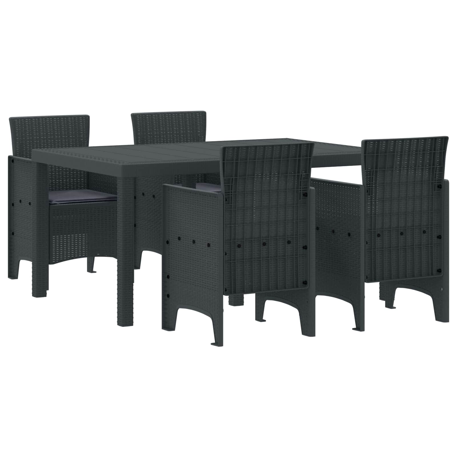 Set da Pranzo per Giardino 5 pcs Antracite Rattan Polt | homemem39