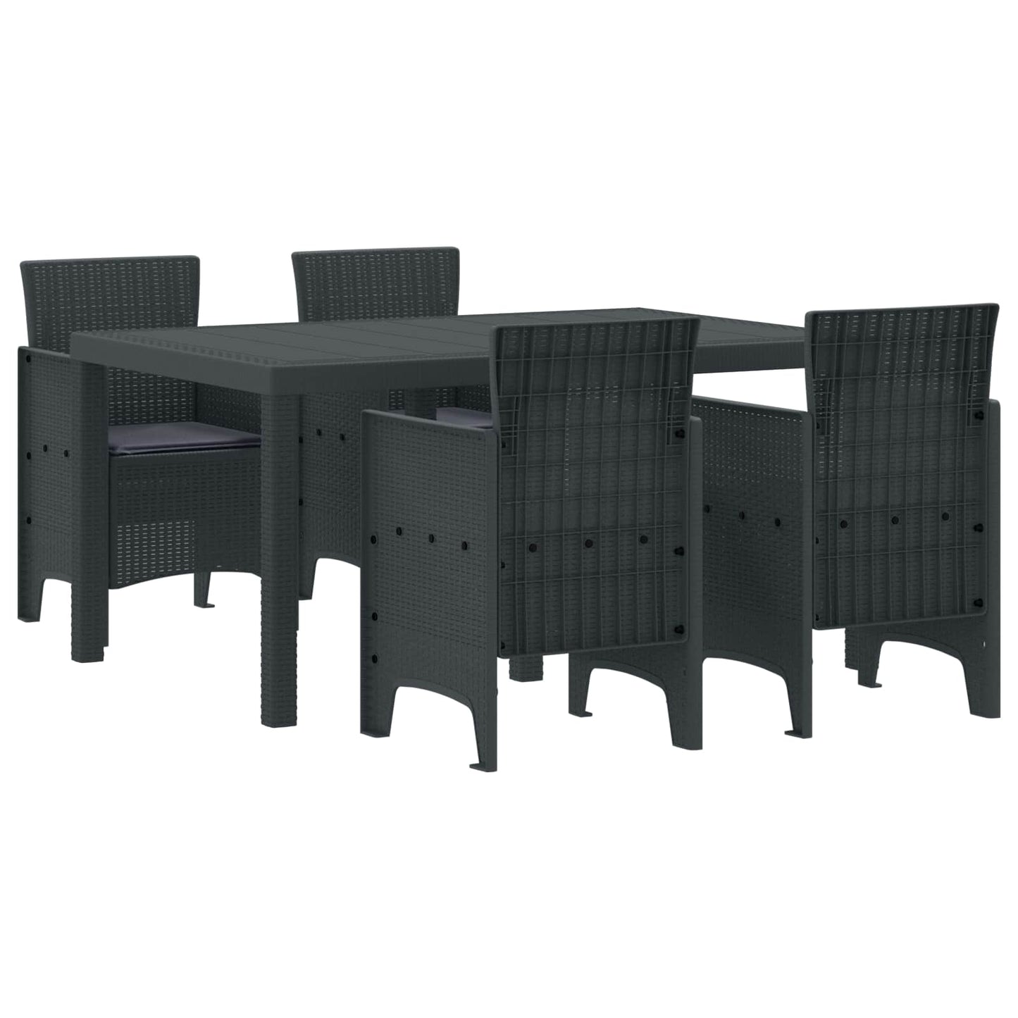 Set da Pranzo per Giardino 5 pcs Antracite Rattan Polt