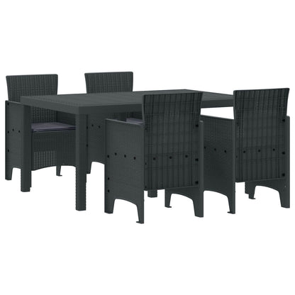 Set da Pranzo per Giardino 5 pcs Antracite Rattan Polt