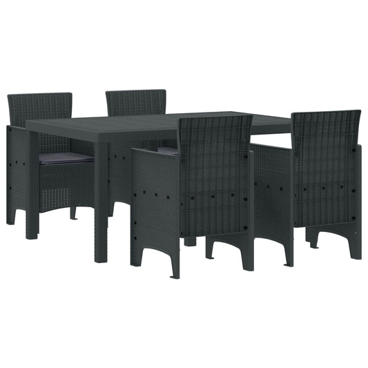 Set da Pranzo per Giardino 5 pcs Antracite Rattan Polt