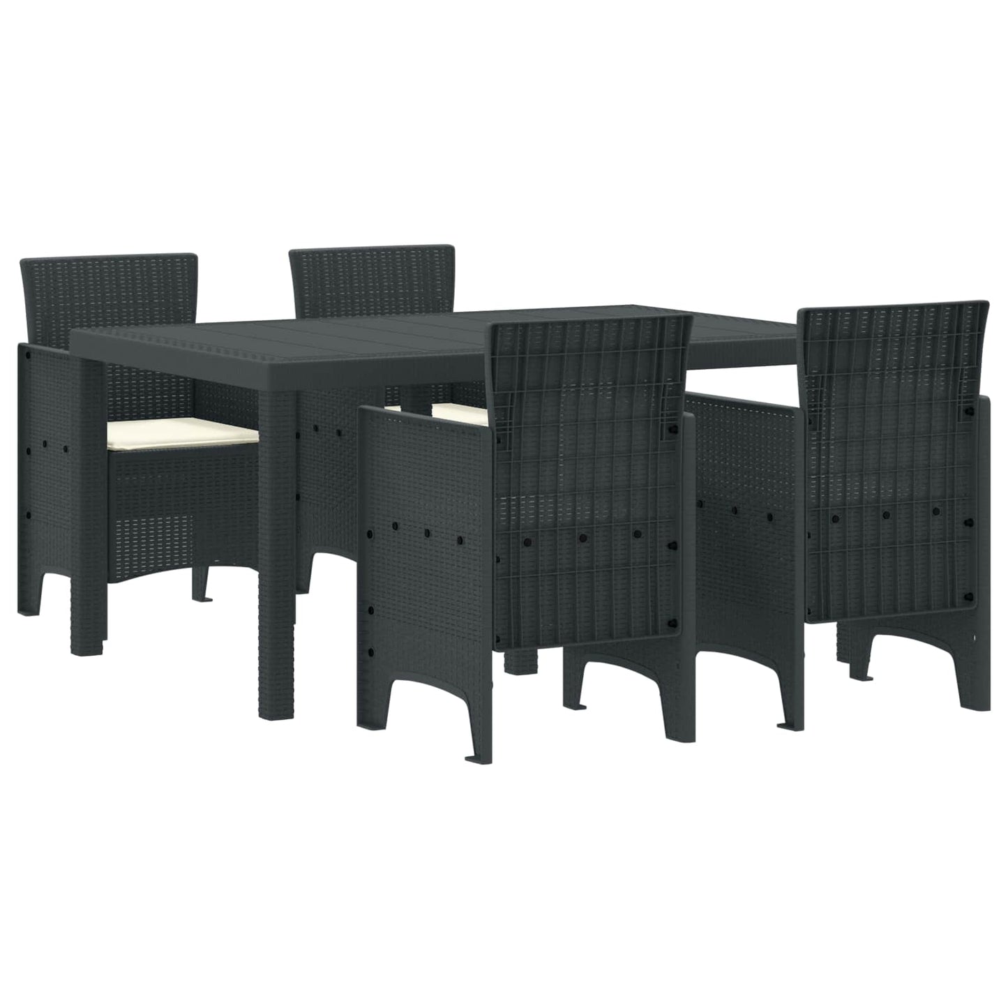 Set da Pranzo per Giardino 5 pcs Antracite Rattan Polt | homemem39