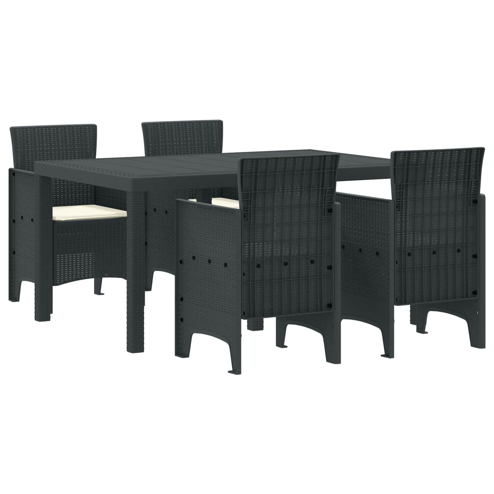 Set da Pranzo per Giardino 5 pcs Antracite Rattan Polt | homemem39