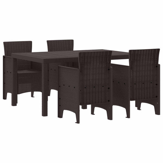 Set da Pranzo per Giardino 5 pcs Marrone Rattan Polt