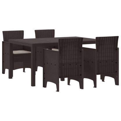Set da Pranzo per Giardino 5 pcs Marrone Rattan Polt | homemem39