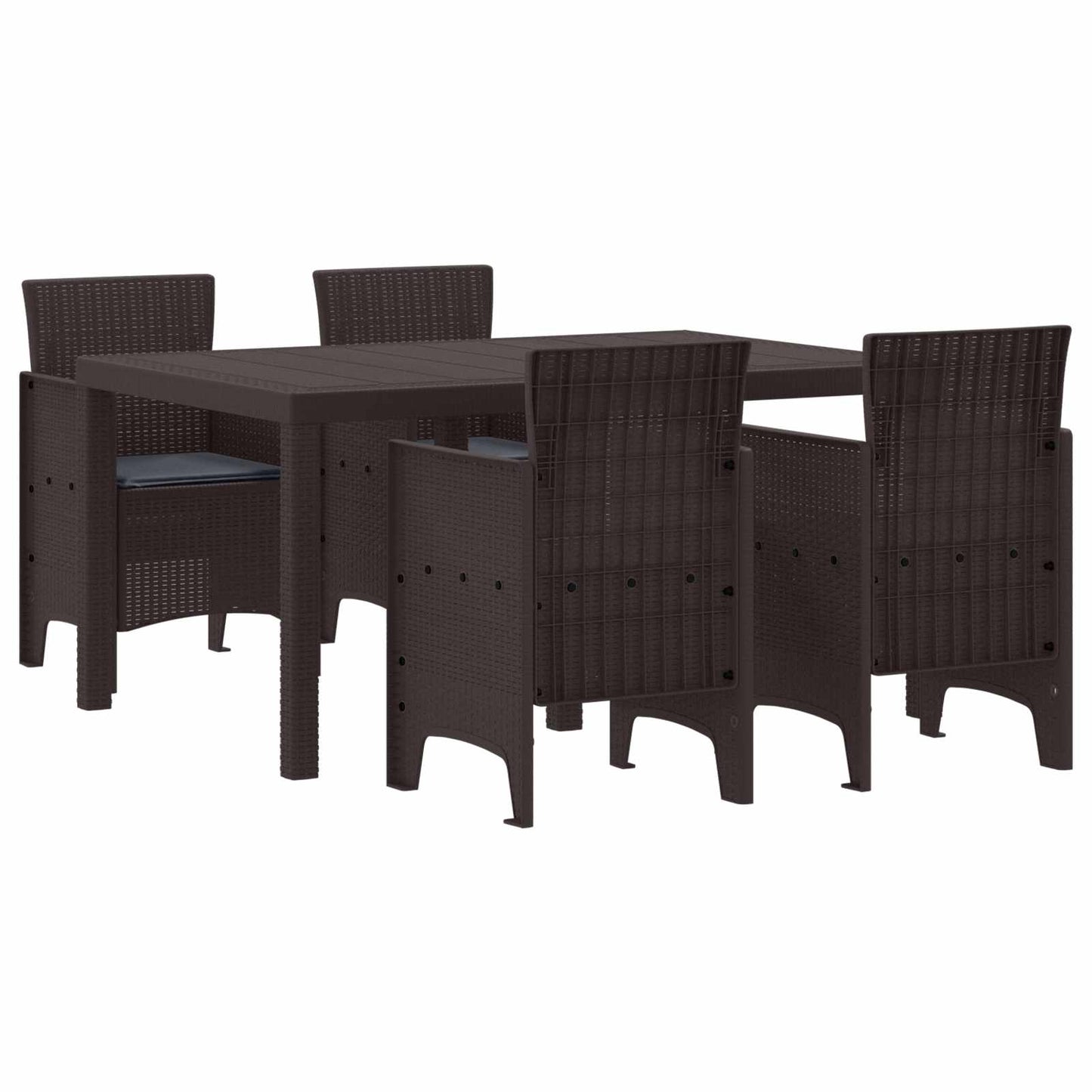 Set da Pranzo per Giardino 5 pcs Marrone Rattan Polt