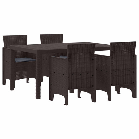 Set da Pranzo per Giardino 5 pcs Marrone Rattan Polt