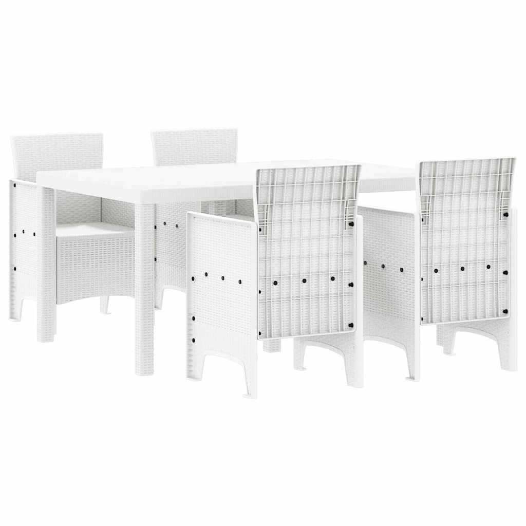 Set da Pranzo per Giardino 5 pcs Bianco Rattan Polt - homemem39