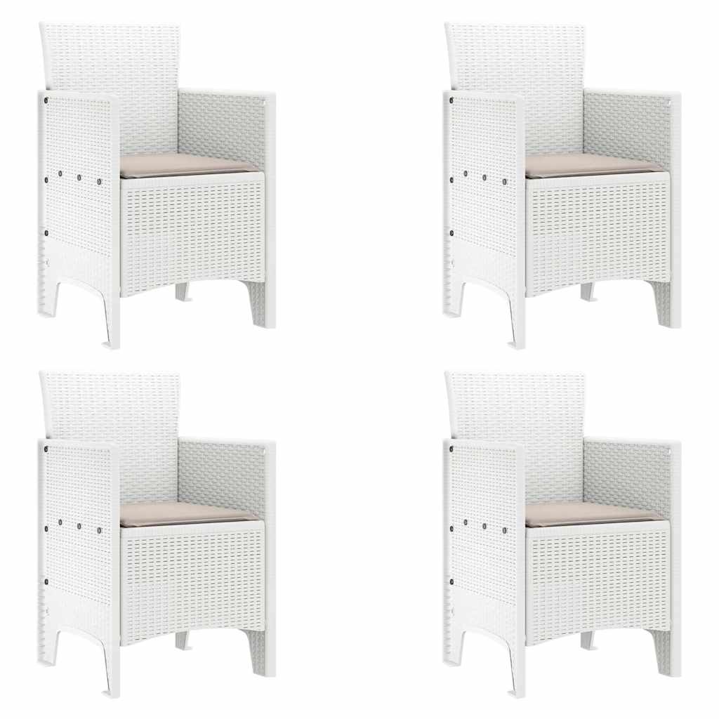 Set da Pranzo per Giardino 5 pcs Bianco Rattan Polt | homemem39