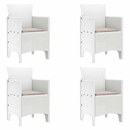 Set da Pranzo per Giardino 5 pcs Bianco Rattan Polt | homemem39