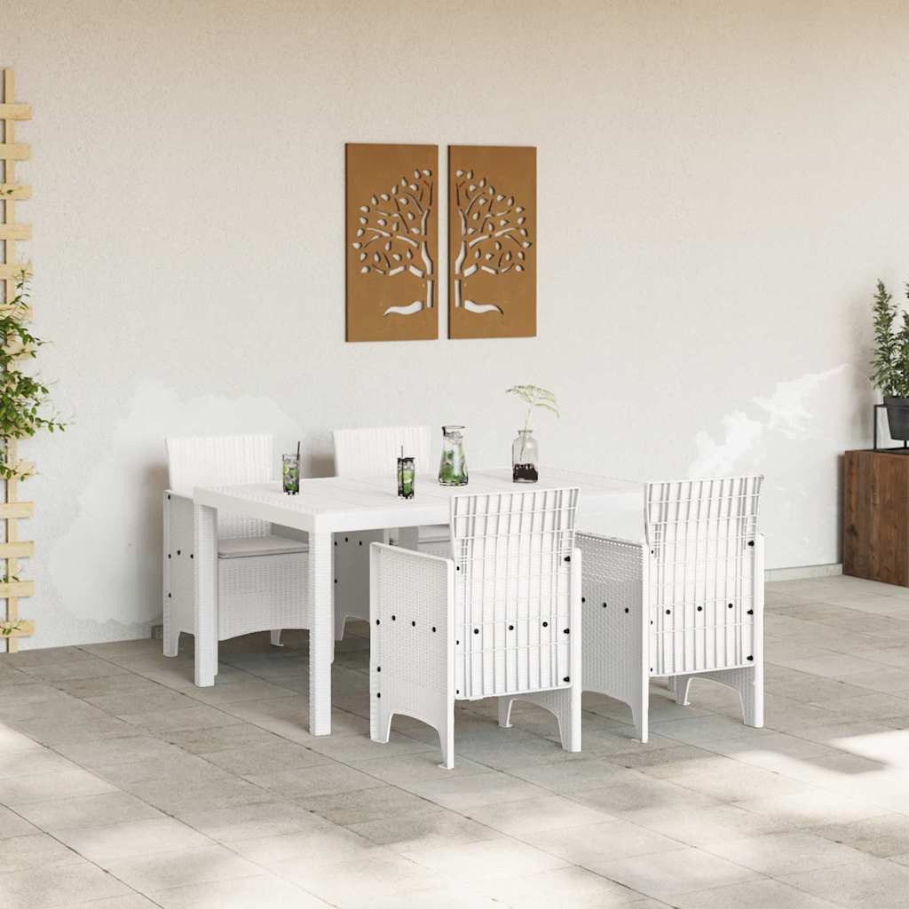 Set da Pranzo per Giardino 5 pcs Bianco Rattan Polt | homemem39