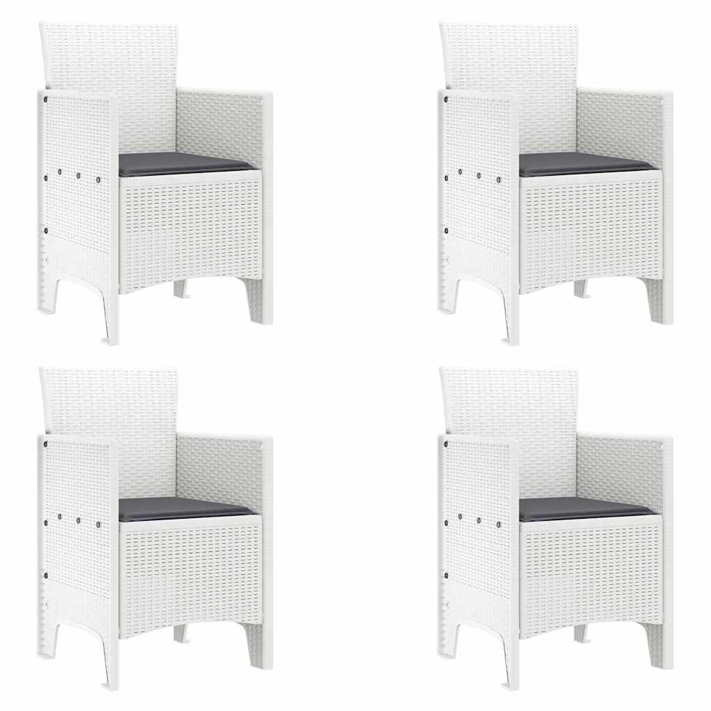 Set da Pranzo per Giardino 5 pcs Bianco Rattan Polt | homemem39