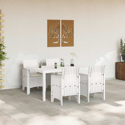 Set da Pranzo per Giardino 5 pcs Bianco Rattan Polt - homemem39