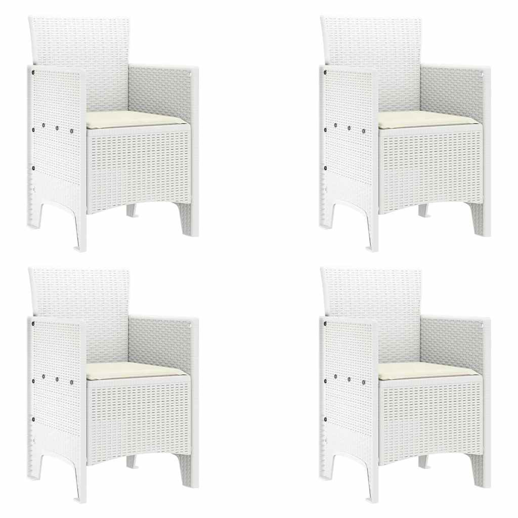 Set da Pranzo per Giardino 5 pcs Bianco Rattan Polt | homemem39