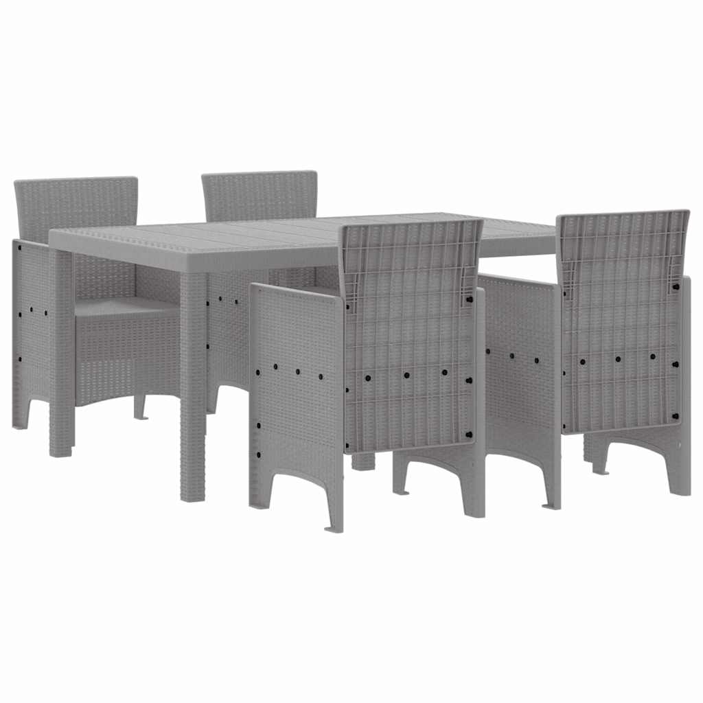 Set da Pranzo per Giardino 5 pcs Grigio chiaro Rattan Polt - homemem39