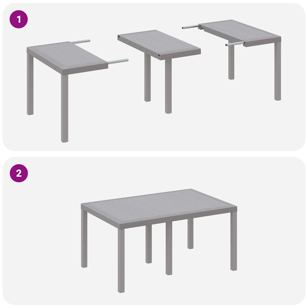 Set da Pranzo per Giardino 5 pz Grigio chiaro Rattan Polt | homemem39