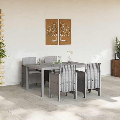 Set da Pranzo per Giardino 5 pcs Grigio chiaro Rattan Polt - homemem39