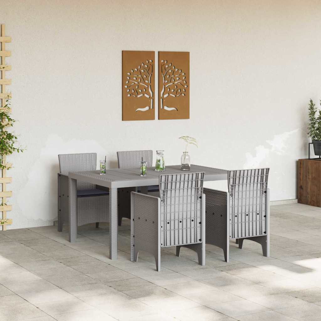 Set da Pranzo per Giardino 5 pcs Grigio chiaro Rattan Polt - homemem39