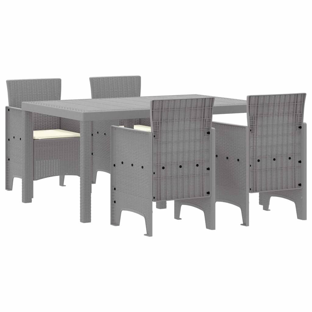 Set da Pranzo per Giardino 5 pcs Grigio chiaro Rattan Polt - homemem39