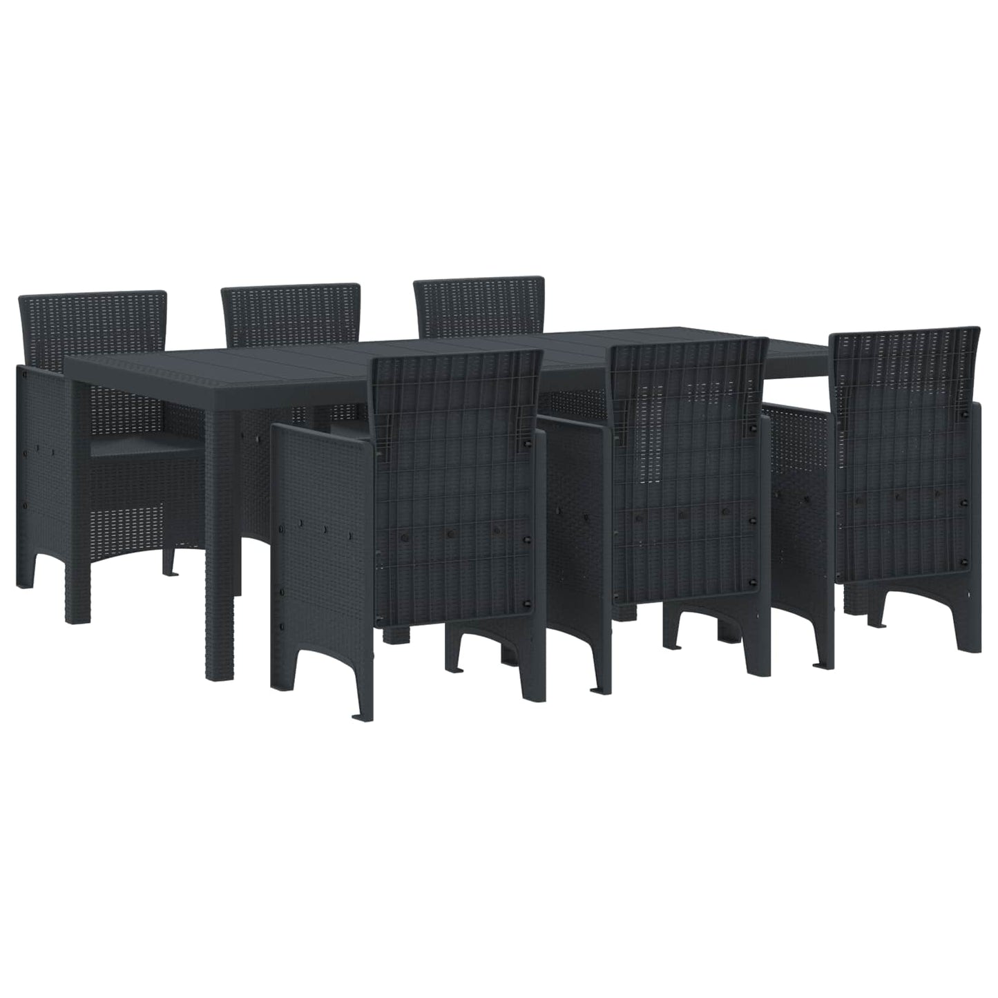 Set da Pranzo per Giardino 7 pcs Antracite Polipropilene