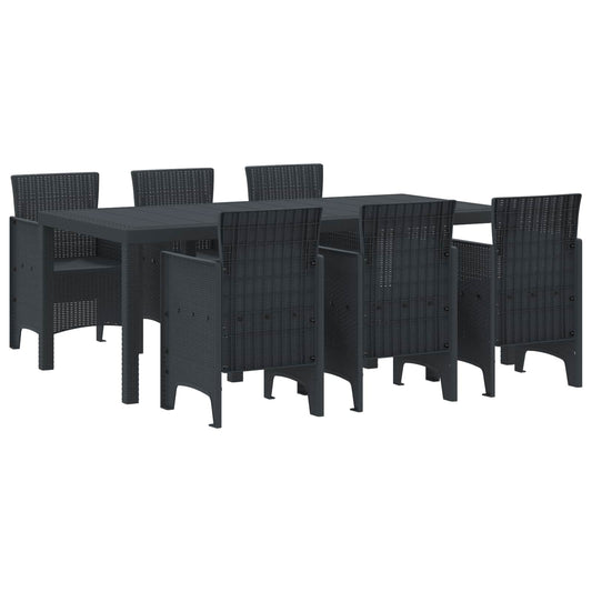 Set da Pranzo per Giardino 7 pcs Antracite Polipropilene