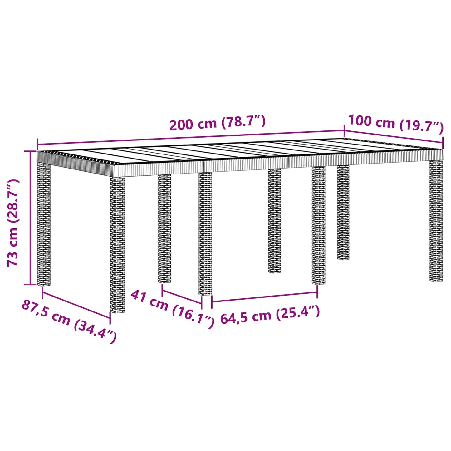 Set da Pranzo per Giardino 7 pcs Marrone Polipropilene