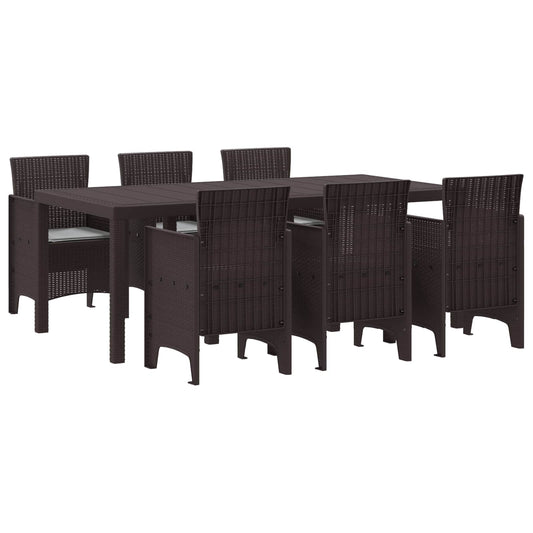 Set da Pranzo per Giardino 7 pcs Marrone Polipropilene | homemem39