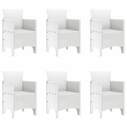 Set da Pranzo per Giardino 7 pcs Bianco Rattan Polt - homemem39