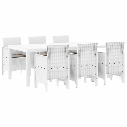 Set da Pranzo per Giardino 7 pcs Bianco Rattan Polt - homemem39