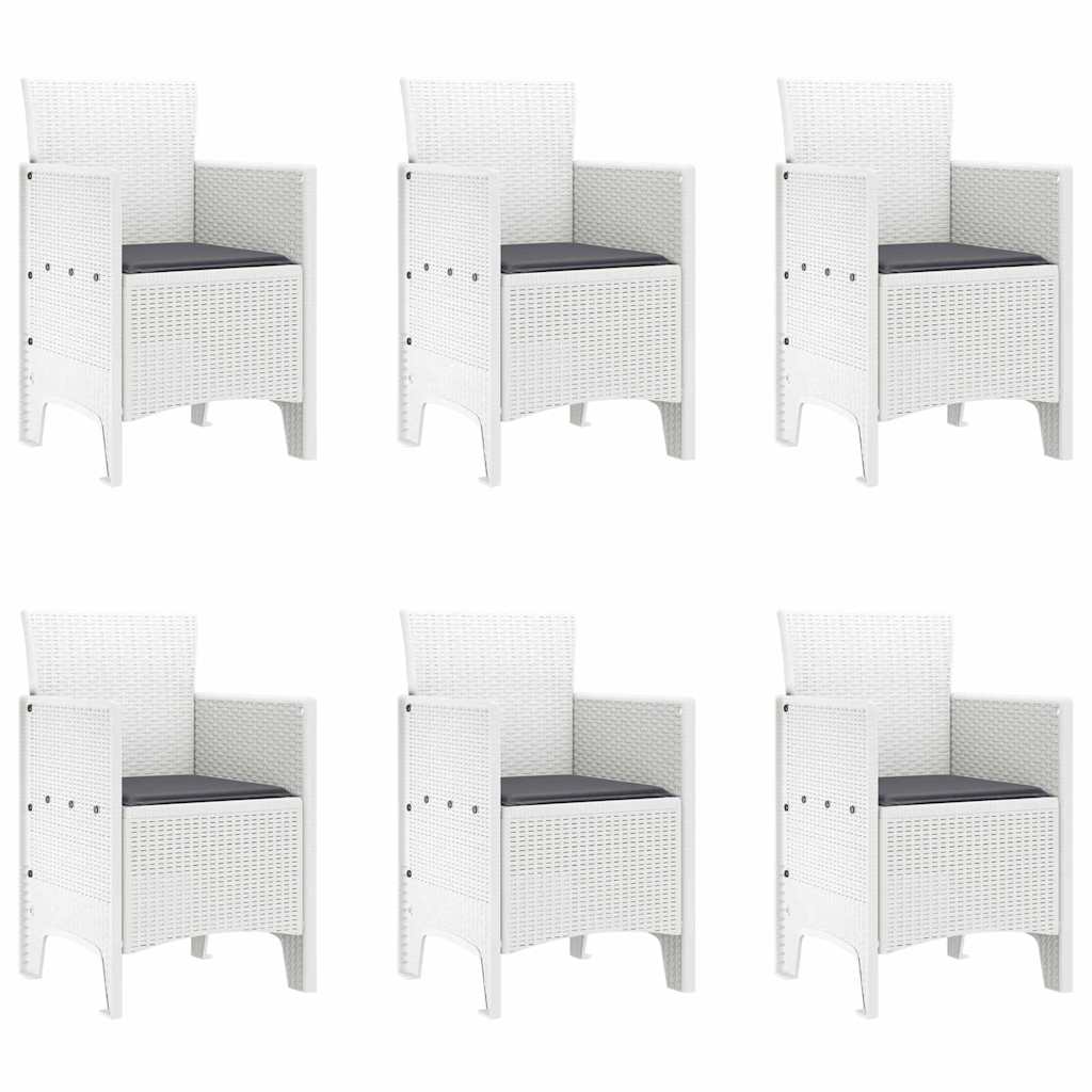 Set da Pranzo per Giardino 7 pcs Bianco Rattan Polt - homemem39