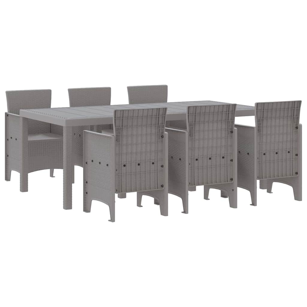 Set da Pranzo per Giardino 7 pcs Grigio chiaro Rattan Polt - homemem39