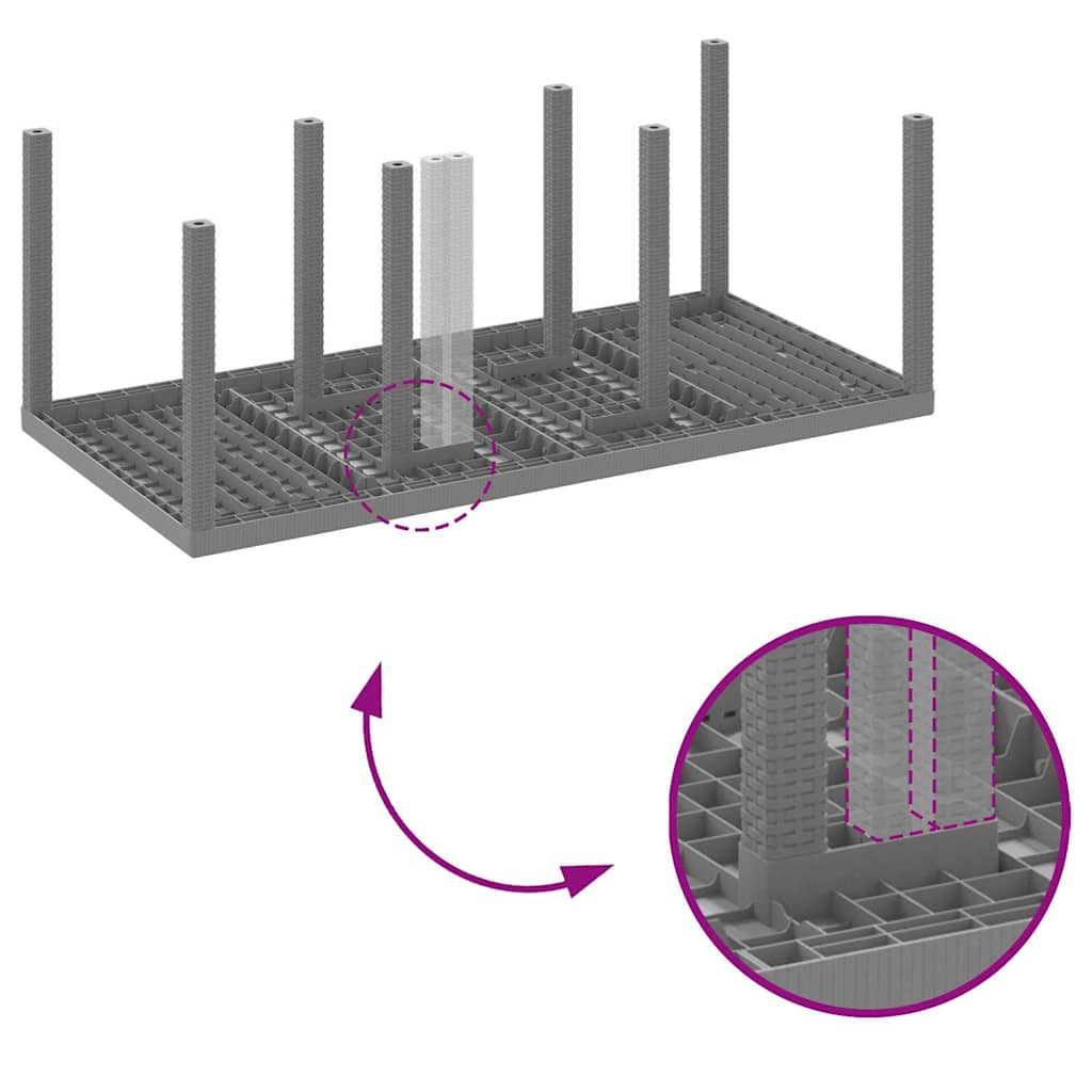 Set da Pranzo per Giardino 7 pcs Grigio chiaro Rattan Polt - homemem39